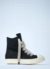 Rick Owens Leather High-top Sneakers Contrast Sole In Black