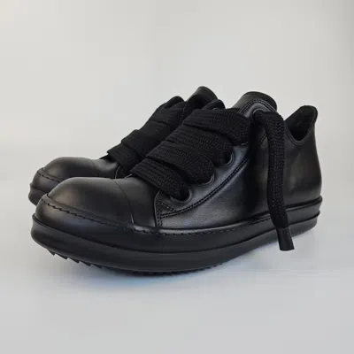 Pre-owned Rick Owens Jumbo Laces Lido Black Sneakers New 42
