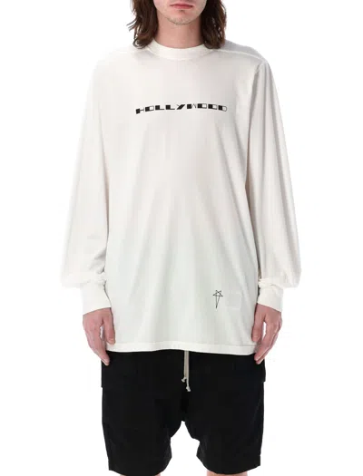 Rick Owens Jumbo Ls T In Milk Black Print