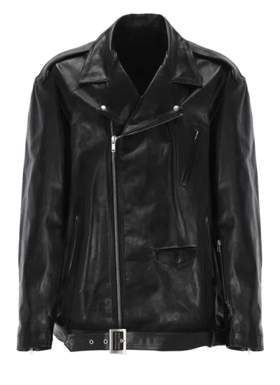Rick Owens Luke Stooges Zip-up Leather Jacket In Black