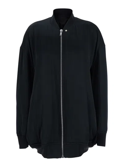Rick Owens 'jumbo Peter Flight' Black Bomber Jacket In Virgin Wool Woman