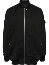 Rick Owens Jumbo Peter Flight Distressed Cotton Jacket In Black/pearl