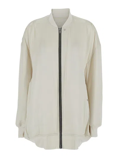 Rick Owens 'jumbo Peter Flight' White Bomber Jacket In Virgin Wool Woman