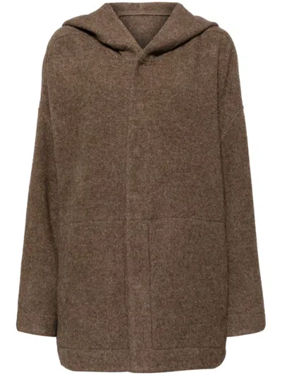 Rick Owens Jumbo Peter Hooded Jacket In Brown