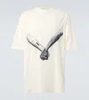 Rick Owens Relaxed Fit Graphic Print T-shirt With Nude Background In Natural/black