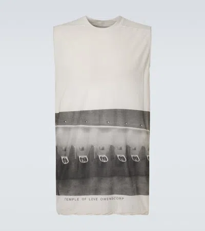 Rick Owens Jumbo Printed Cotton Jersey Tank Top In Neutral