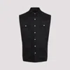 Rick Owens Black Linen Jumbo Sleeveless Outershirt With Pointed Collar In Black