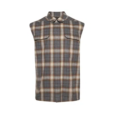 Pre-owned Rick Owens Jumbo Sleeveless Outershirt 'grey Plaid' | Men's Size 54