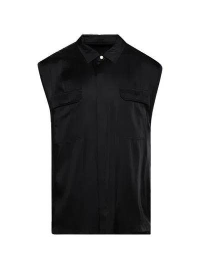 Rick Owens Sleeveless Jumbo Overshirt In Black