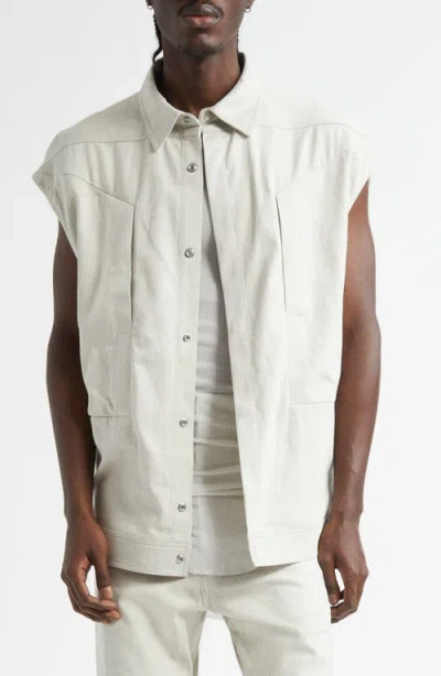 Rick Owens Jumbo Sleeveless Snap-up Overshirt In Dinge