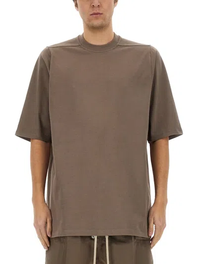 Rick Owens Short Sleeve Crethestanesedew Neck T-shirt Size S In Brown