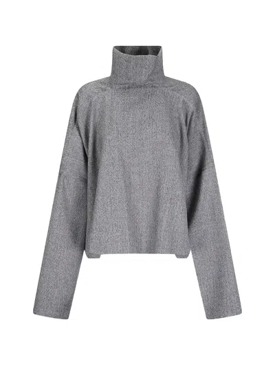 Rick Owens Jumbo Tabard High-neck Sweater In Gray