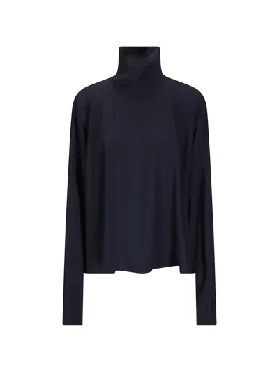 Rick Owens Jumbo Tabard High-neck Top In Blue