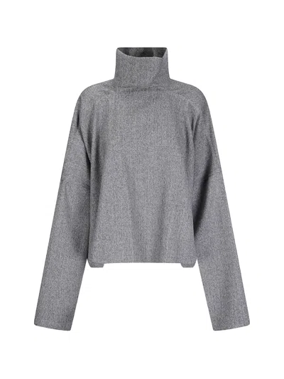 Rick Owens Jumbo Tabard High-neck Top In Gray