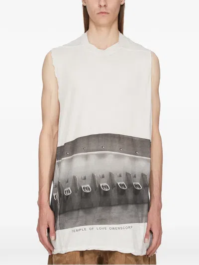 Rick Owens Jumbo Printed Cotton Jersey Tank Top In Neutral