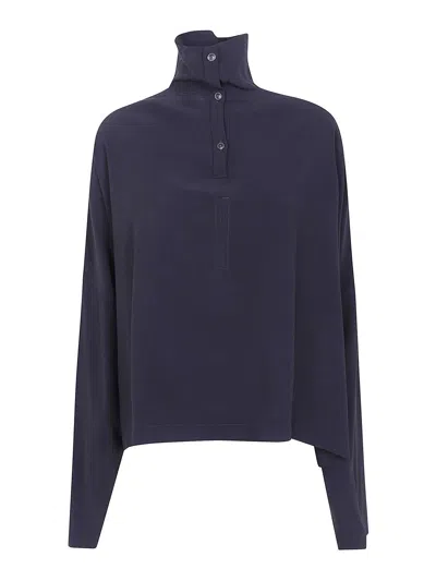 Rick Owens Jumbo Tobard Cropped T-shirt In Blue