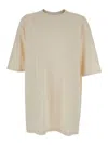 Rick Owens Jumbo White Round Neck T-shirt In Cotton Man In Neutrals