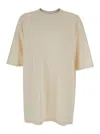 Rick Owens Jumbo White Round Neck T-shirt In Cotton Man In Neutral