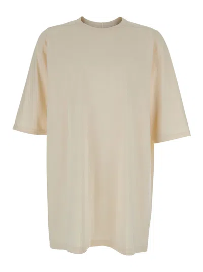 Rick Owens Jumbo White Round Neck T-shirt In Cotton Man