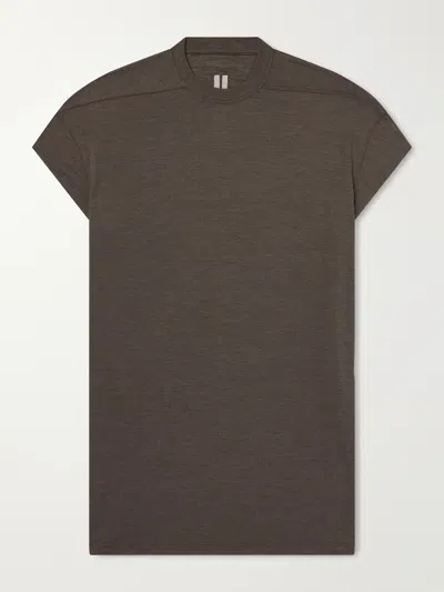 Rick Owens Jumbo Wool And Silk-blend Jersey T-shirt In Brown