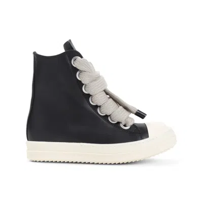 RICK OWENS RICK OWENS JUMBOLACE BLACK LEATHER SNEAKERS