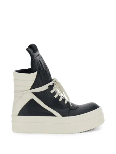 Rick Owens Jumbolace Geobasket High-top Panelled Sneakers In Black