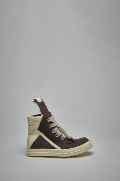 Rick Owens Jumbolace Geobasket Leather Shoes In Brown