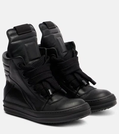 Rick Owens Jumbolace Geobasket Leather Sneakers