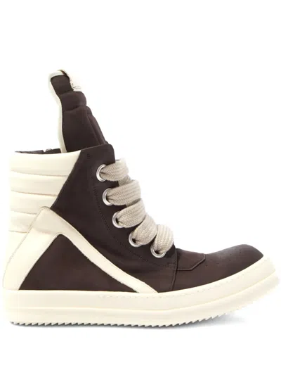 Rick Owens Jumbolace Geobasket Sneakers In Brown