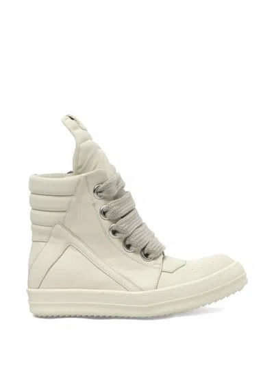 Rick Owens Jumbolace Geobasket Sneakers In White
