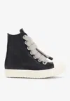 Rick Owens Lace-up High-top Rubber Sole Sneaker In Black