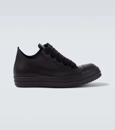 Rick Owens Jumbolace Leather Low-top Sneakers In Black