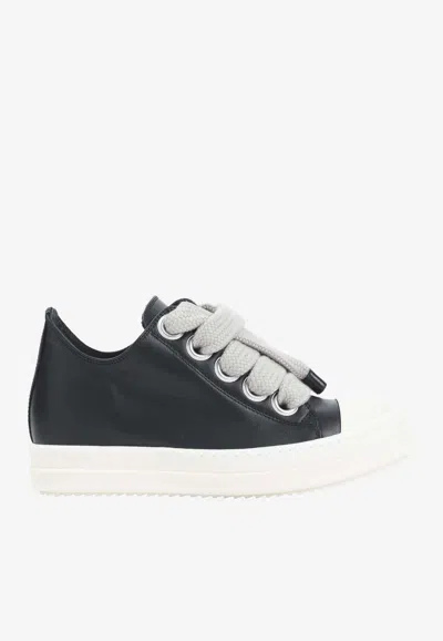 Rick Owens Jumbolace Leather Low-top Sneakers In Black