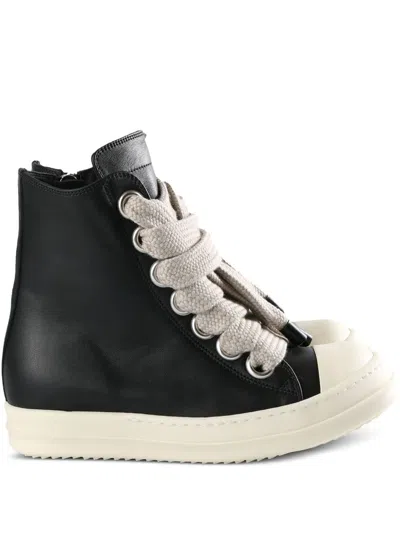 Rick Owens Jumbolace Leather Sneakers In Black