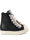 Rick Owens Lace-up High-top Rubber Sole Sneaker In Black
