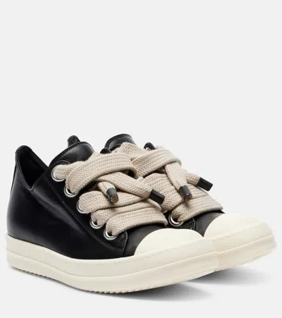 Rick Owens Jumbolace Leather Sneakers In Black
