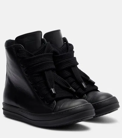 Rick Owens Jumbolace Leather Sneakers In Black