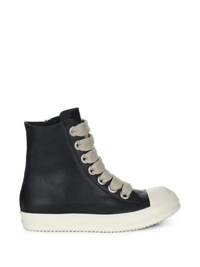 Rick Owens Jumbolace Leather Sneakers In Black