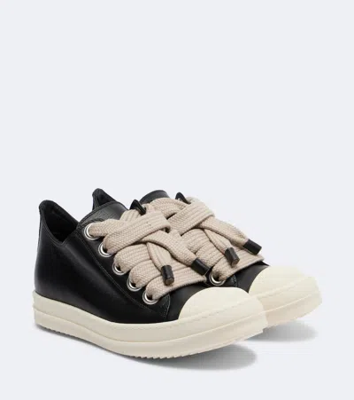 Rick Owens Low-top Smooth Calfskin Trainers With Padded Ankle In Black