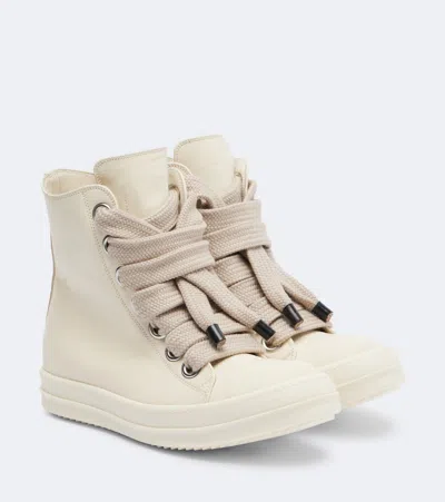 Rick Owens Jumbolace Leather Sneakers In Neutral