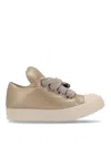 Rick Owens Puffer Low-top Sneakers With Jumbo Laces In Gold