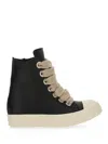 Rick Owens Lace-up High-top Rubber Sole Sneaker In Black