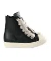 Rick Owens Lace-up High-top Rubber Sole Sneaker In Black
