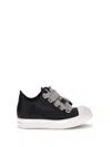 Rick Owens Black Leather Sneakers With Oversized Laces