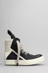 Rick Owens Sneakers Geobasket In Pelle Con Maxi Linguetta In Black