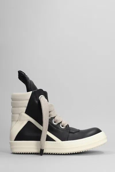 Rick Owens Sneakers Geobasket In Pelle Con Maxi Linguetta In Black