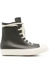 Rick Owens Zipped Leather High-top Sneakers In Black