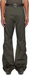 Rick Owens Khaki Bolan Bootcut Trousers In Gray