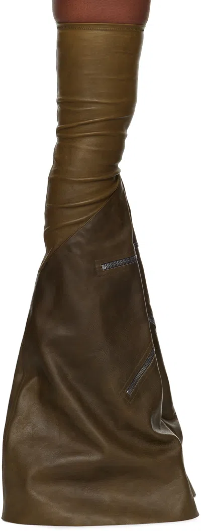 Rick Owens Khaki Cargoflares Tall Boots In 35 Bean