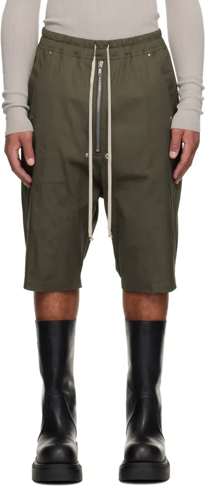 Rick Owens Khaki Concordians Bela Pods Shorts In Green